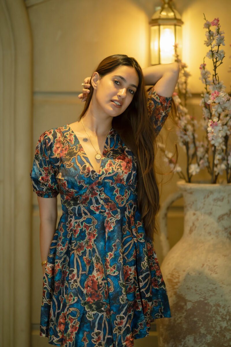 Navy Rosewood Blossom Mini Dress