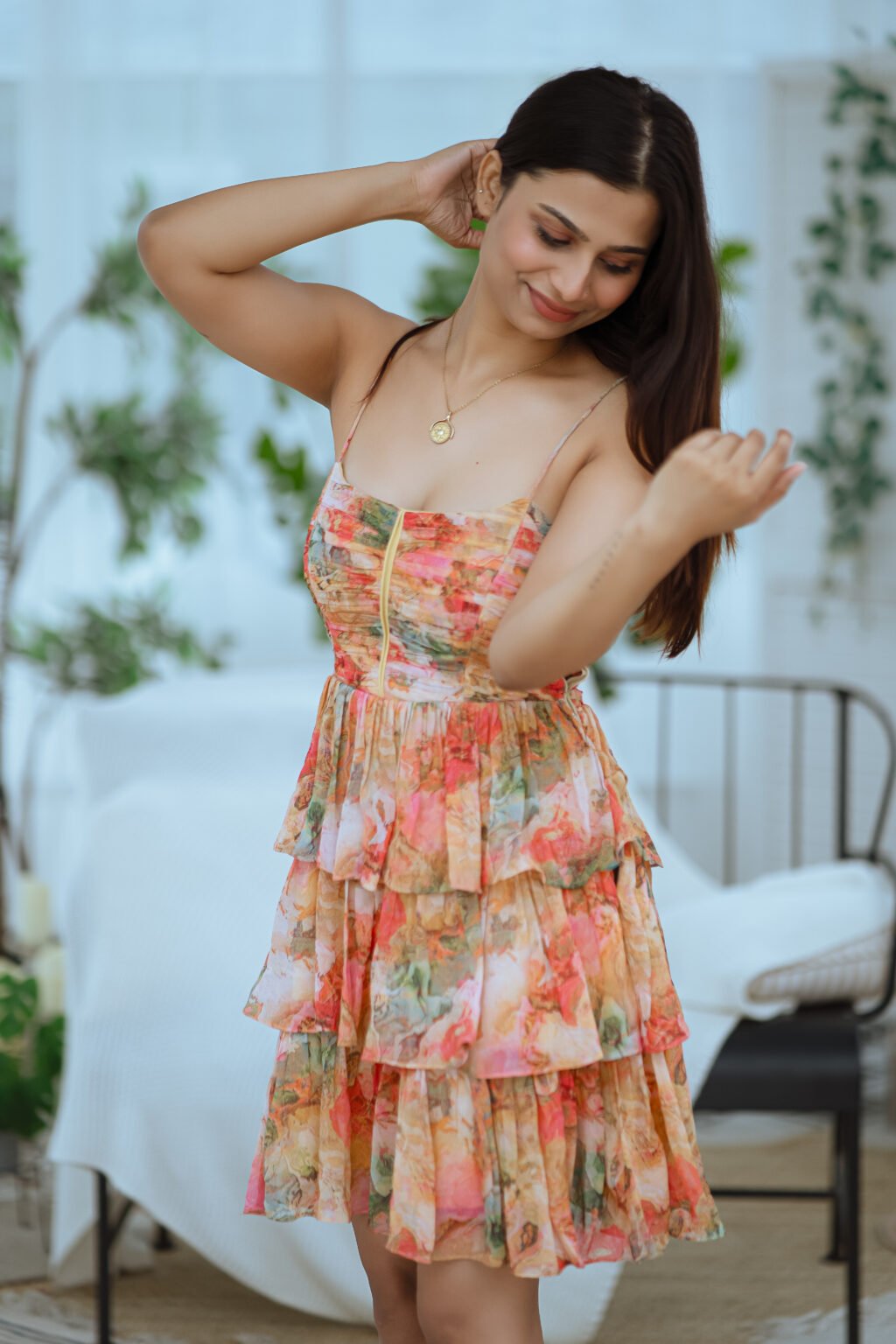 Golden Hour Charm Strappy Mini Dress
